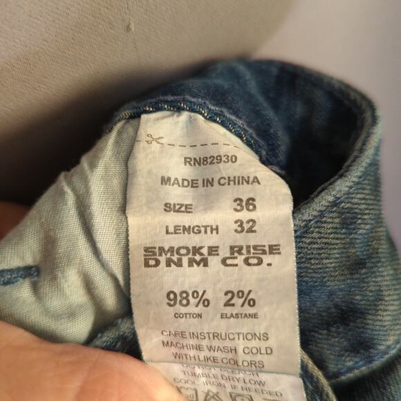 Smoke Rise Jeans Mens 36x32 Blue Distressed Slim Stretch - Picture 4 of 13